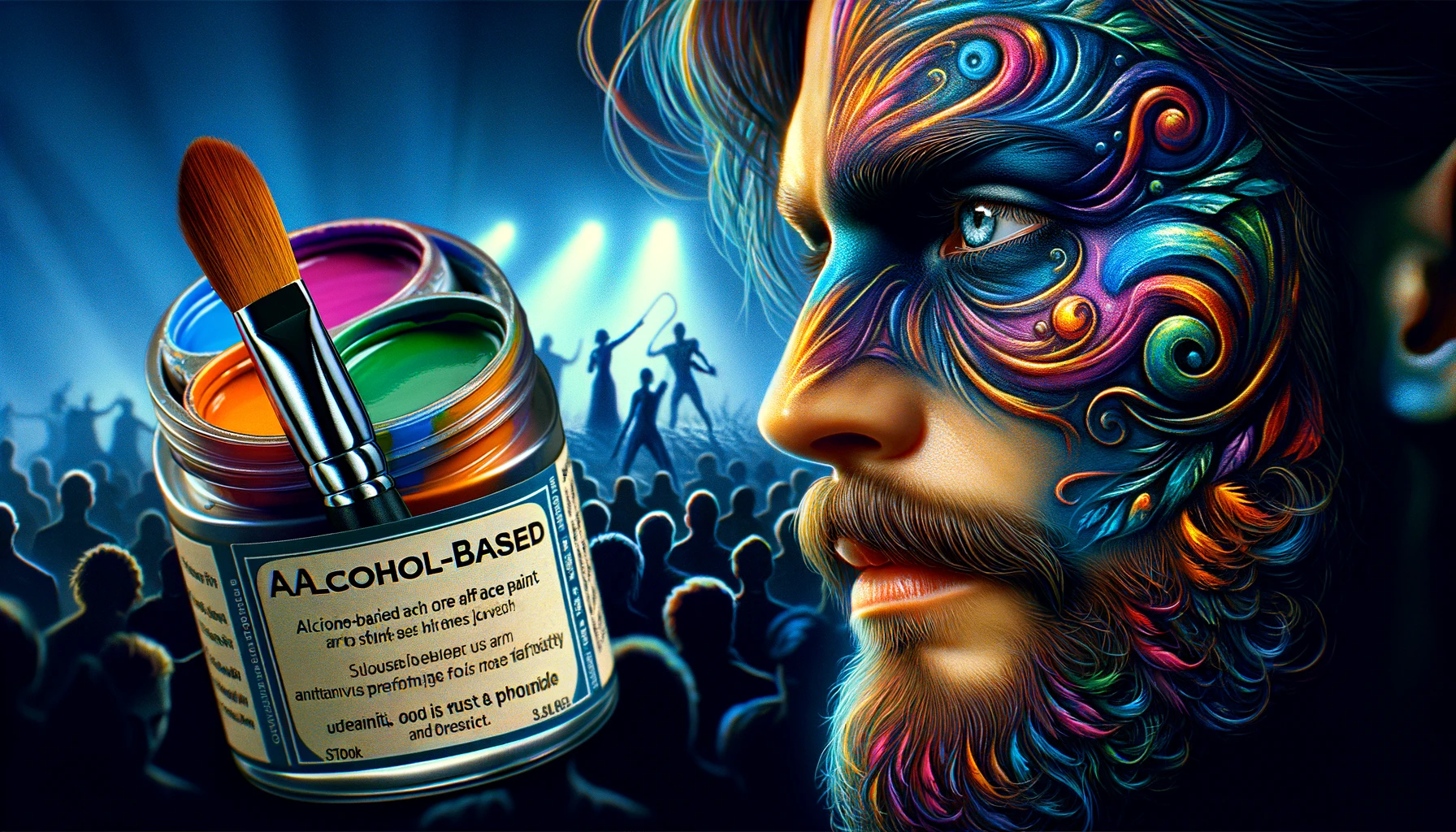 Alcohol-Based Face Paint Alcohol-Based Face Paint on a men face
