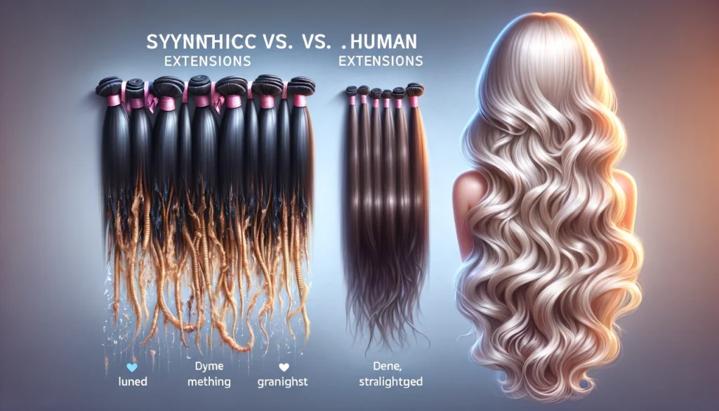 Can You Straighten Clip-In Hair Extensions? 1 Image illustrating Synthetic vs Human Hair Extensions