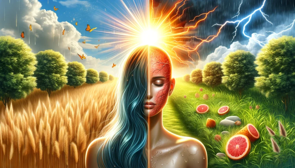 Does the Sun Help Your Hair Grow? 1 image illustrating the dual impact of sunlight on hair health
